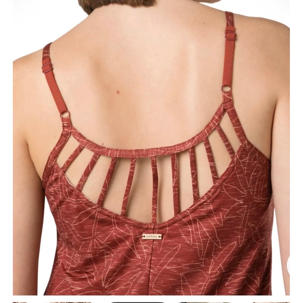 Prana Granite Springs Dress Rust Floret Womens sz L Performance Bra Pockets - Picture 5 of 5